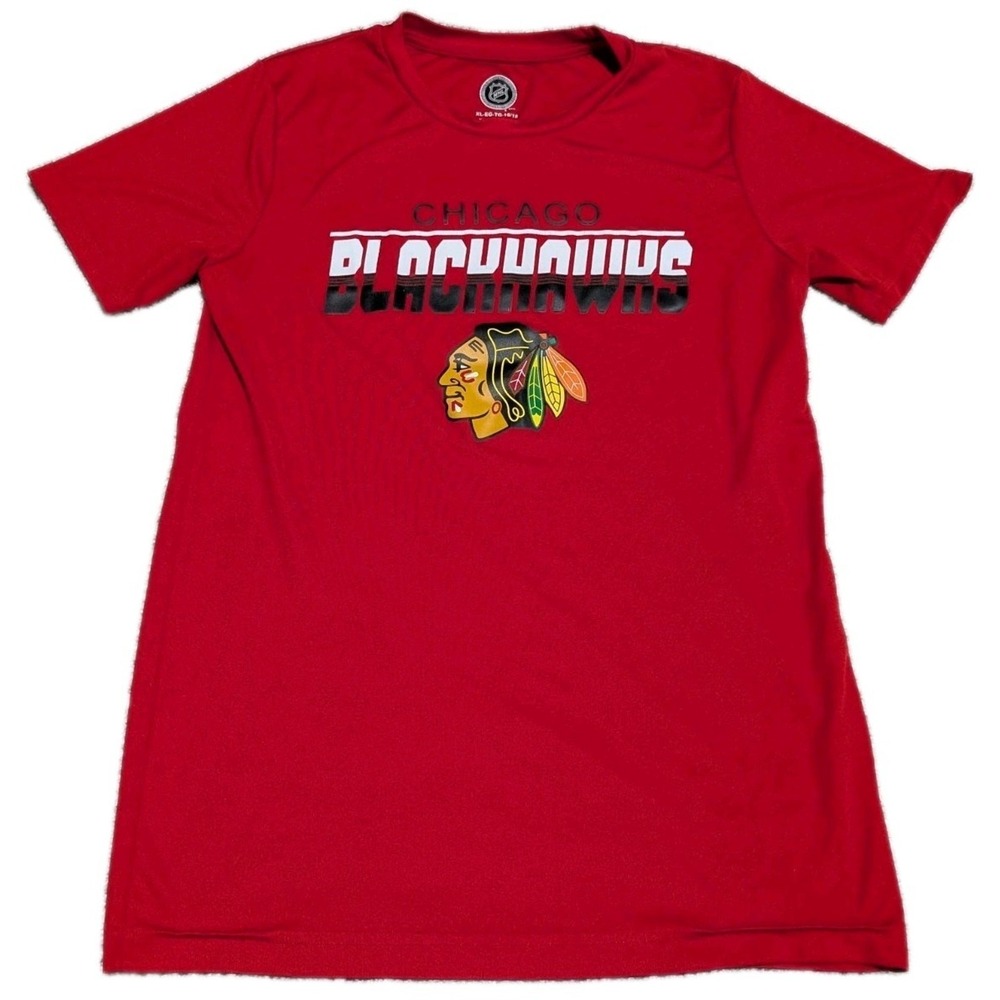 OuterStuff Chicago Blackhawks NHL Boy's Dri Fit Crew Neck T-Shirt XL Youth